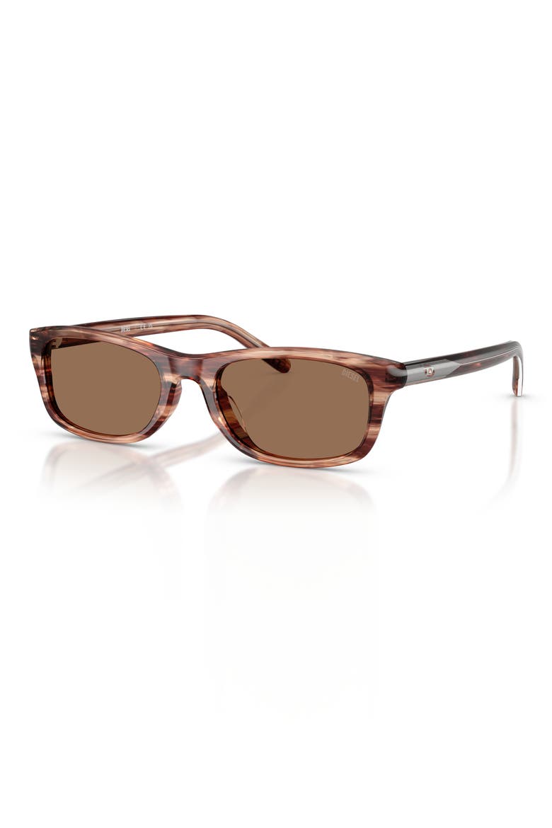 54mm Rectangular Sunglasses, Alternate, color, STRIATED BROWN / DARK BROWN