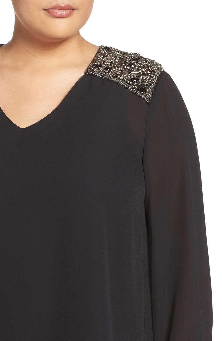 Melissa McCarthy Seven7 Beaded Shoulder High/Low Blouse, Alternate, color,