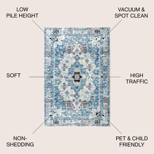 Jonathan Y Modern Persian Boho Vintage Medallion Area Rug In Cream/blue