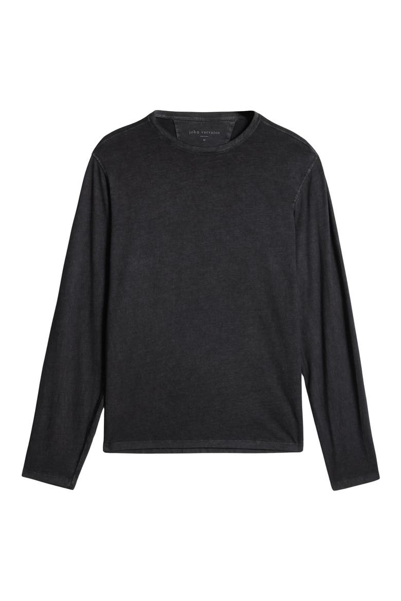 Crewneck Long Sleeve T-Shirt, Alternate, color, BLACK