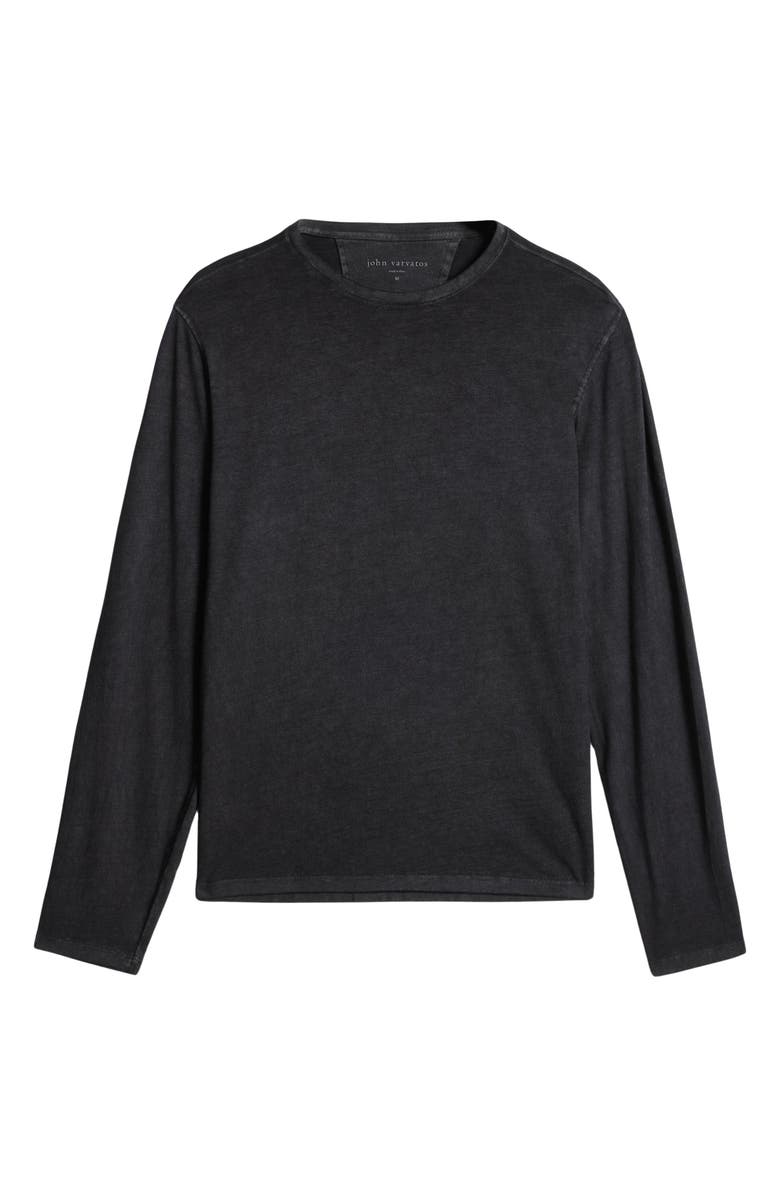 John Varvatos Crewneck Long Sleeve T-Shirt, Alternate, color, Black