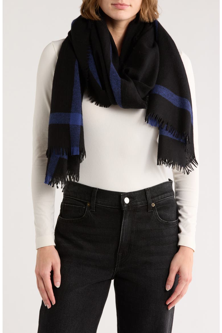 Wool & Cashmere Stripe Scarf, Main, color, BLACK