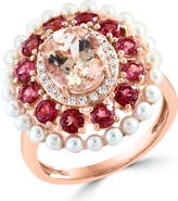 EFFY 14K Rose Gold Diamond & Fresh Water Pearl Gemstone Cocktail Ring