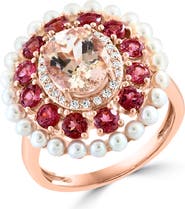 EFFY 14K Rose Gold Diamond & Fresh Water Pearl Gemstone Cocktail Ring
