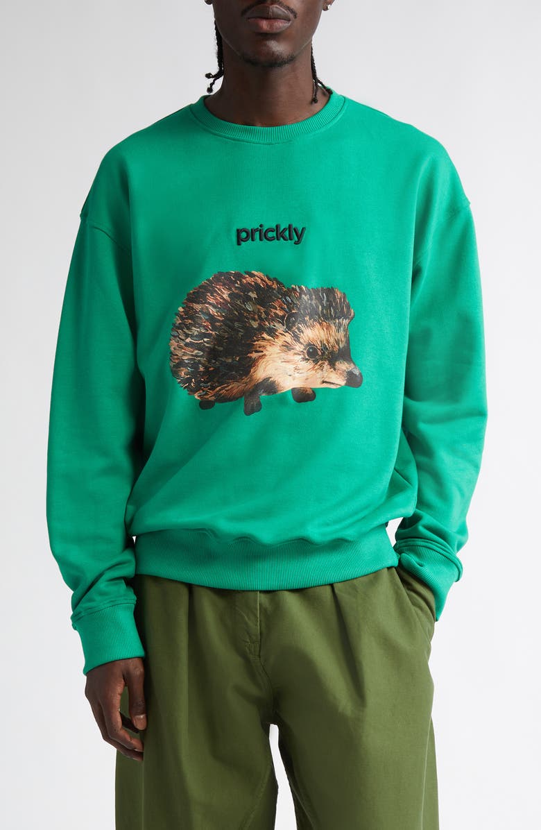 JW Anderson Hedgehog Embroidered Organic Cotton Graphic Sweatshirt, Main, color, 
