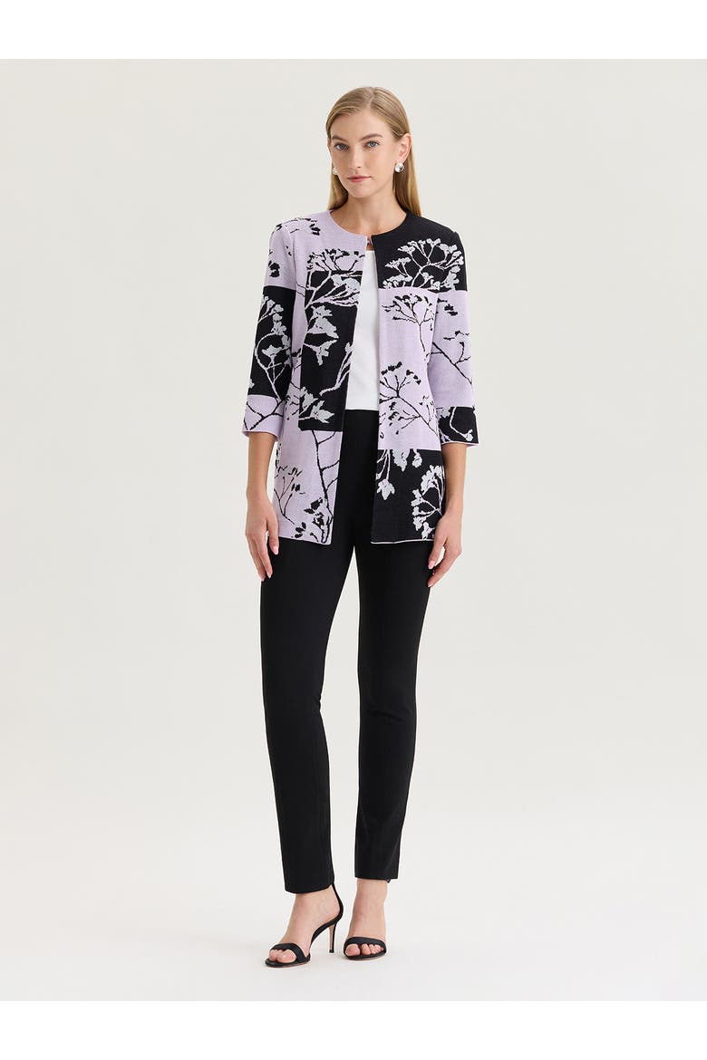 Floral Colorblock Jacquard Knit Jacket, Alternate, color, Hushed Lavender