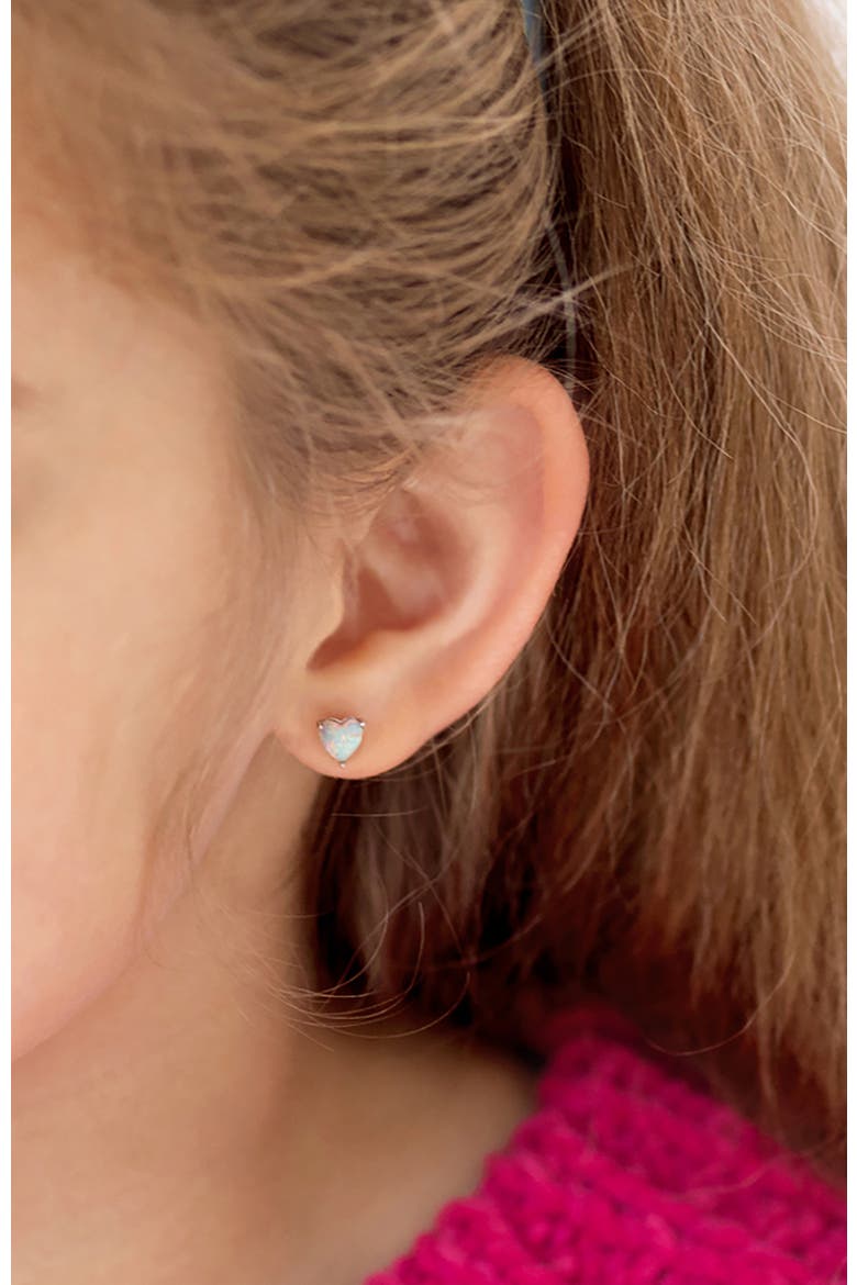 Opal Heart Prong Earrings, Alternate, color, Opal