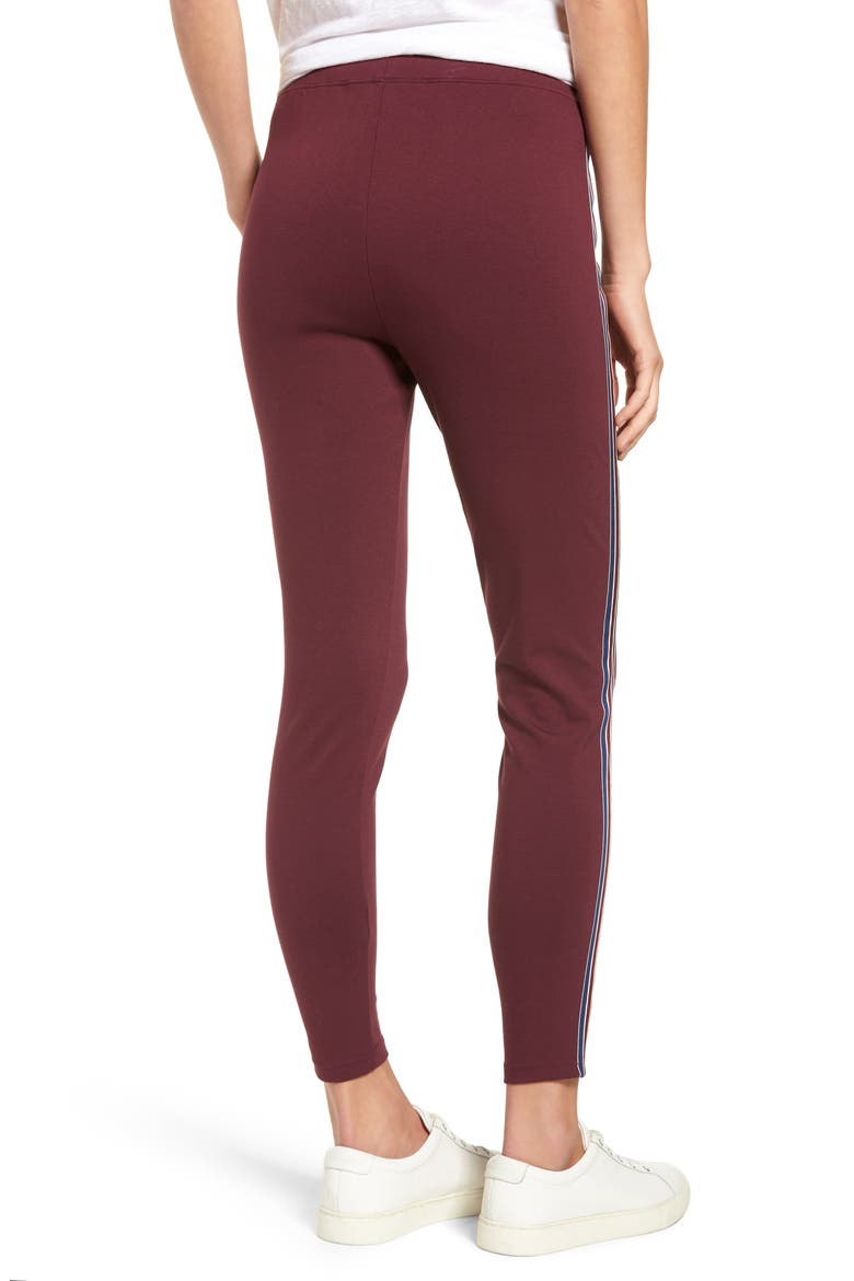 Stripe Ponte Skimmer Leggings, Alternate, color, FIG WITH STRIPE