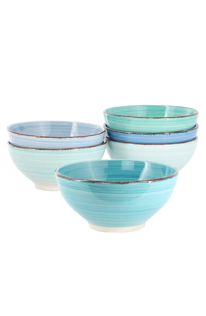 Elama Blue Ridge 6.25 Inch 6 Piece Round Stoneware Assorted Bowl Set, Main, color, Assorted