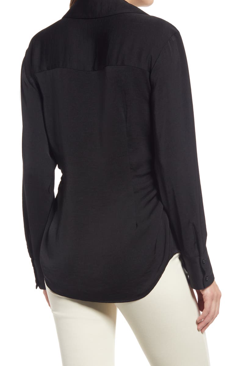 Open Edit Gathered Button-Up Shirt, Alternate, color, 