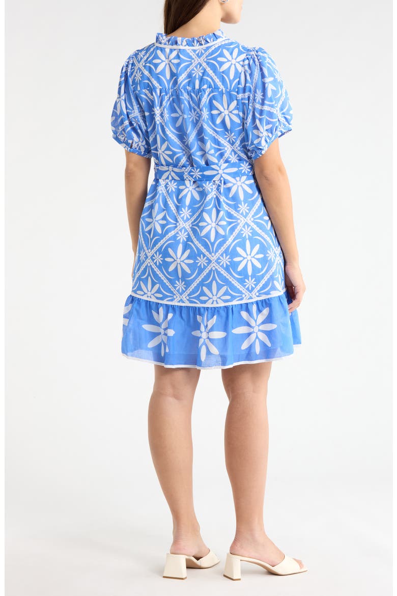Alexie Floral Print Tie Waist Dress, Alternate, color, BLUE-WHT-MUL