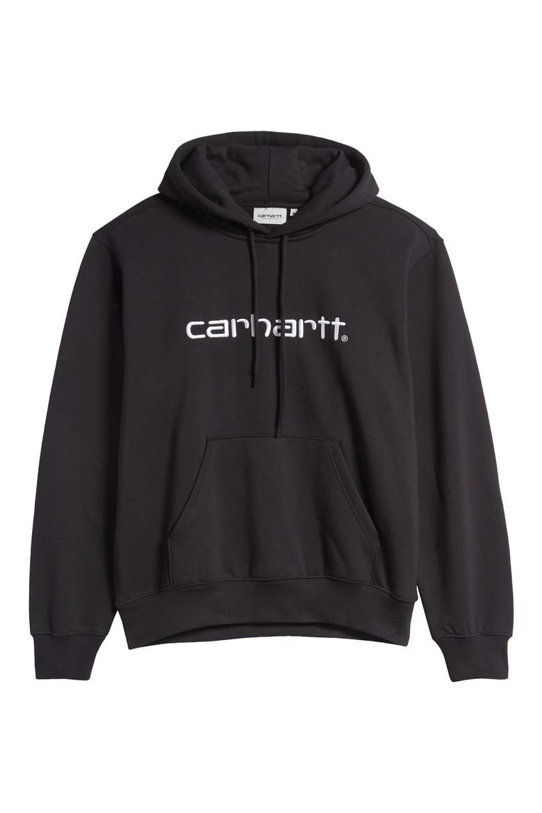 Logo Embroidered Hoodie, Alternate, color, BLACK / WHITE