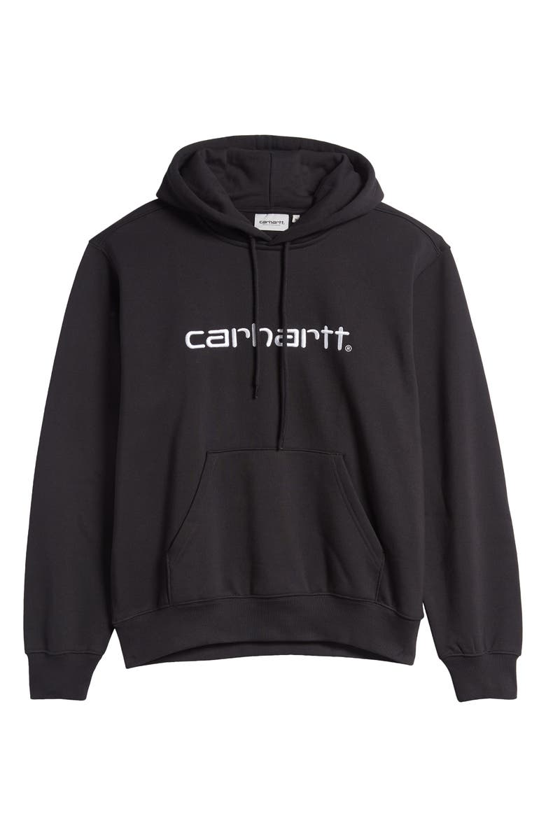 Carhartt Work In Progress Logo Embroidered Hoodie, Alternate, color, Black / White