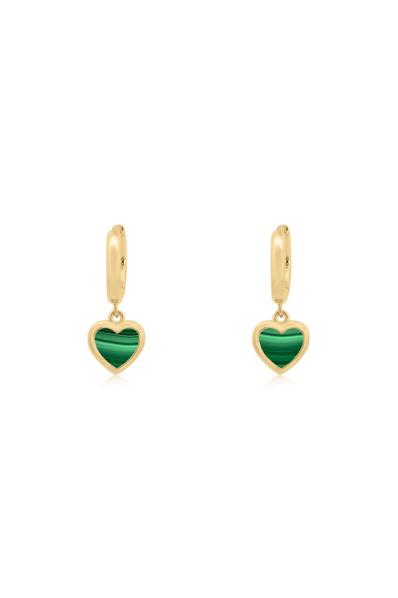 Mini Malachite Heart Dangle Earrings, Alternate, color, Malachite