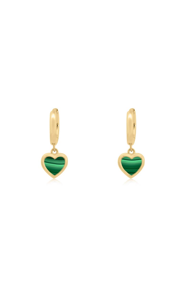 The Lovery Fine Jewelry Mini Malachite Heart Dangle Earrings, Alternate, color, Malachite