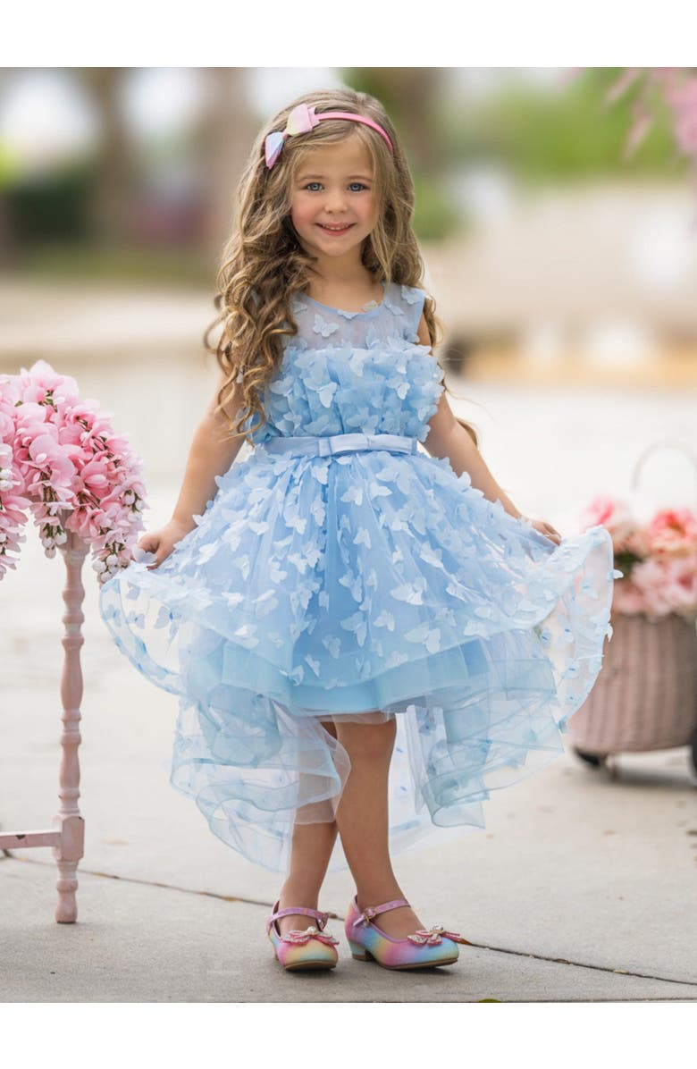 Mia Belle Girls Girls When Dreams Come True Blue Butterfly Dress, Alternate, color, Blue