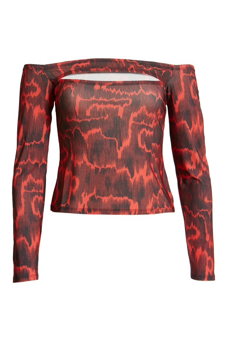 Off the Shoulder Cutout Top, Alternate, color, RED BLOOM ANIMAL CAMOUFLAGE