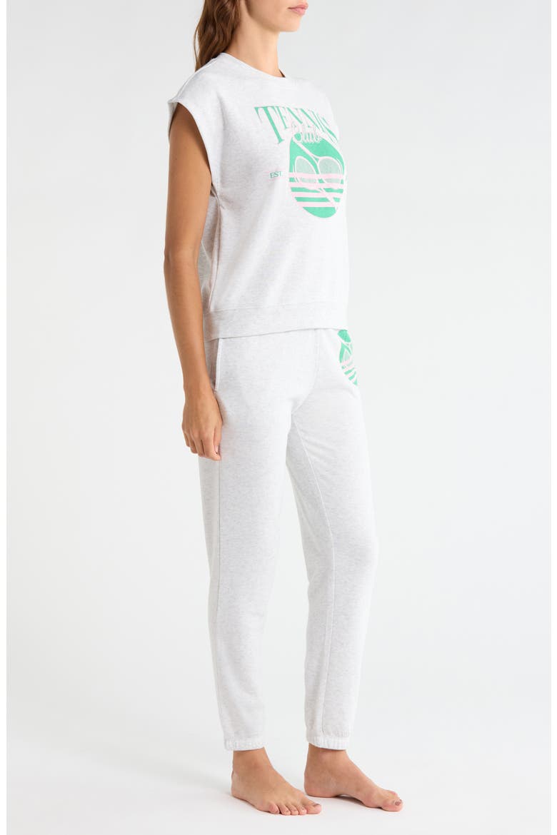 Sleeveless Sweatshirt & Joggers Fleece Pajamas, Alternate, color, H CLOUD