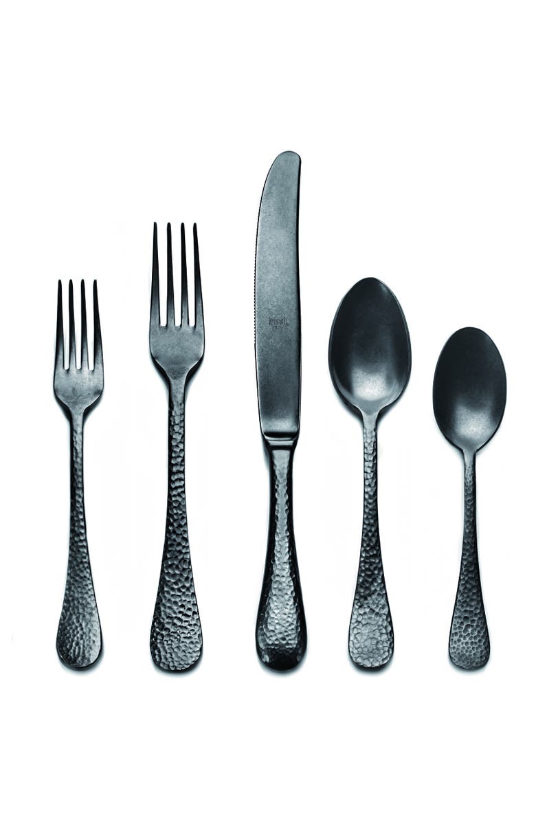 Mepra Epoque Flatware Set - 5 Pieces, Main, color, Pewter Black Gold