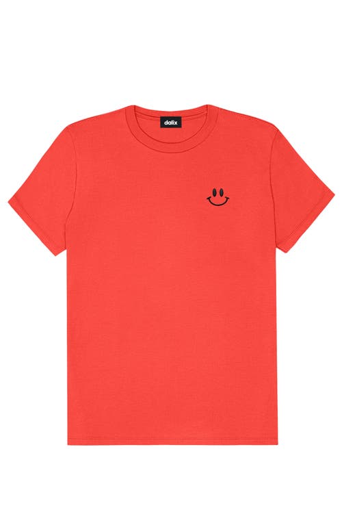 Dalix Smile Face Tee In Poppy Red