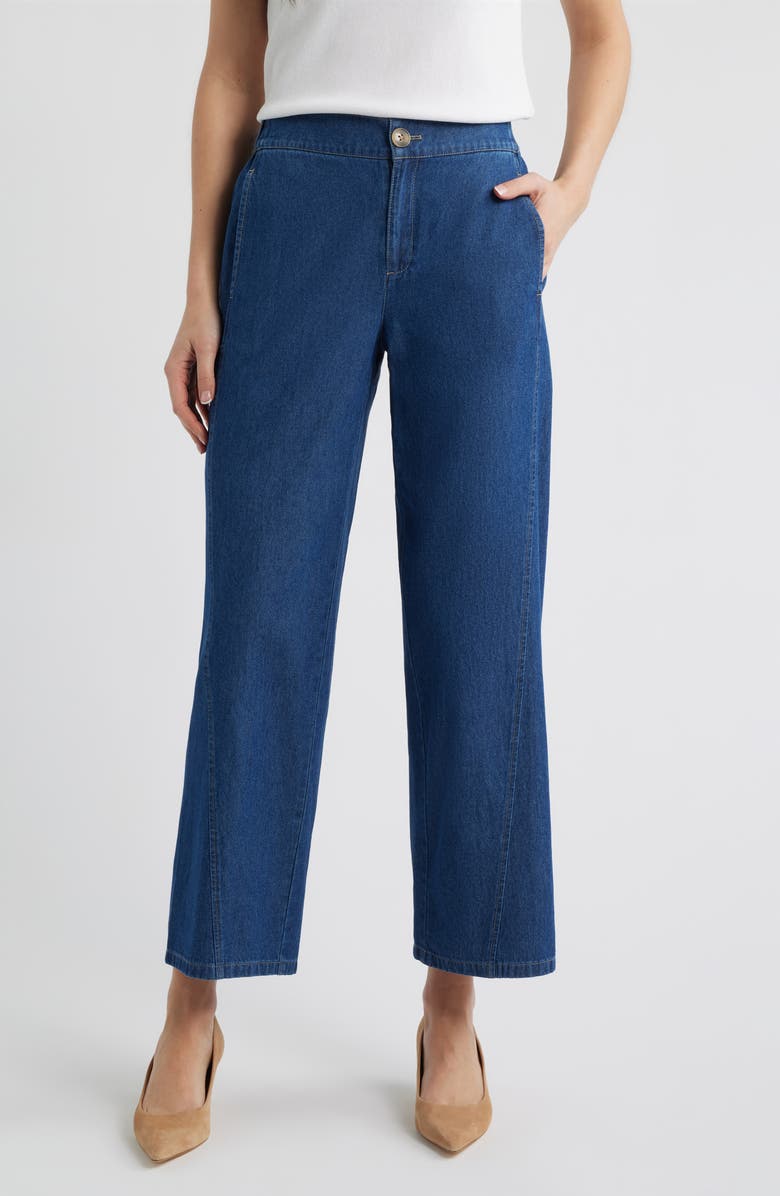 Anne Klein Curved Seam Ankle Jeans, Main, color, 