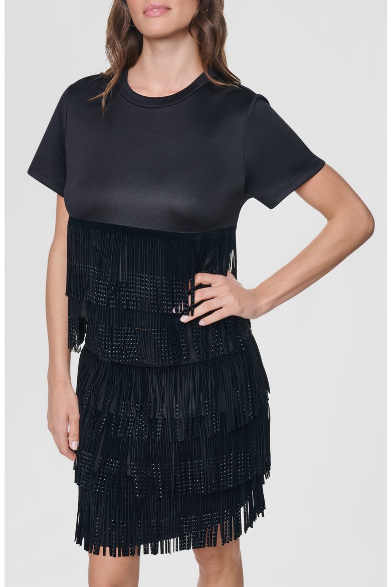 Rhinestone Fringe Dress, Main, color, BLACK