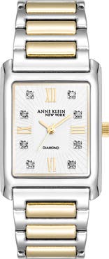 Anne Klein Three Hand Quartz Diamond Dial Bracelet Watch, 26mm x 37mm