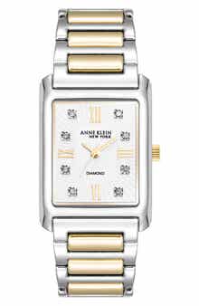 Anne Klein Three Hand Quartz Diamond Dial Bracelet Watch, 26mm x 37mm