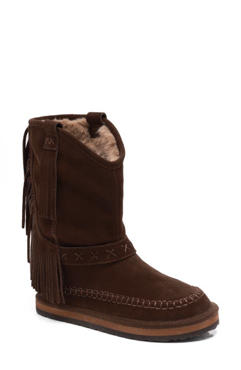 Faye Fringe Faux Fur Boot (Women)