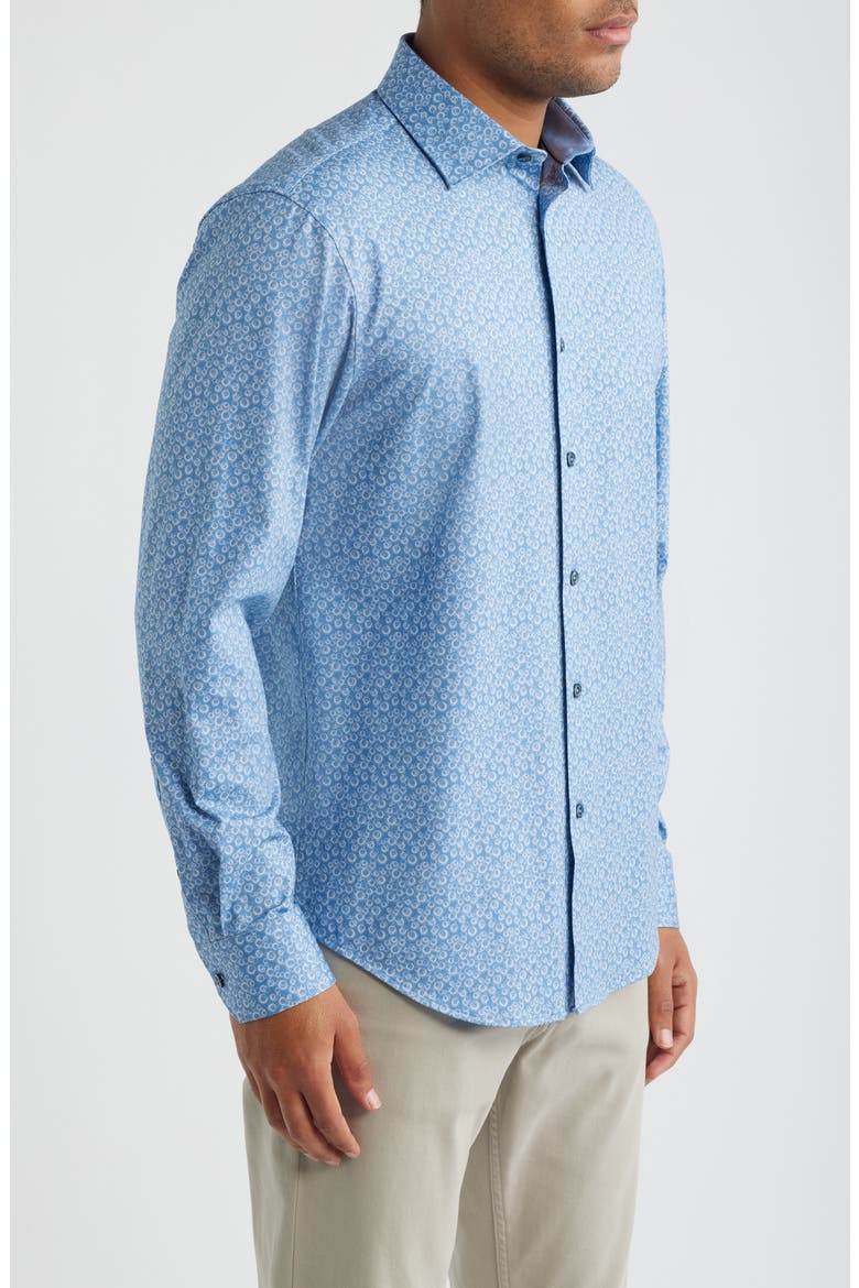 Jimmy OoohCotton® Bubble Print Button-Up Shirt, Alternate, color, COBALT