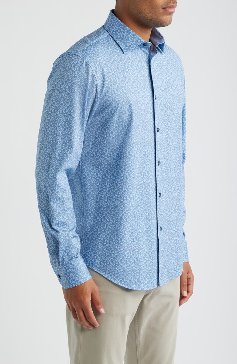 Bugatchi Jimmy OoohCotton<sup>®</sup> Bubble Print Button-Up Shirt, Alternate, color, Cobalt