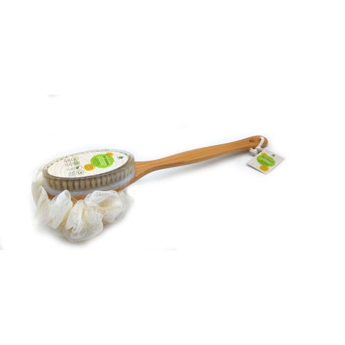 PURSONIC PURSONIC DUAL ACTION DRY BRUSH & MESH SPONGE COMBO WITH LOTUS WOODEN HANDLE 