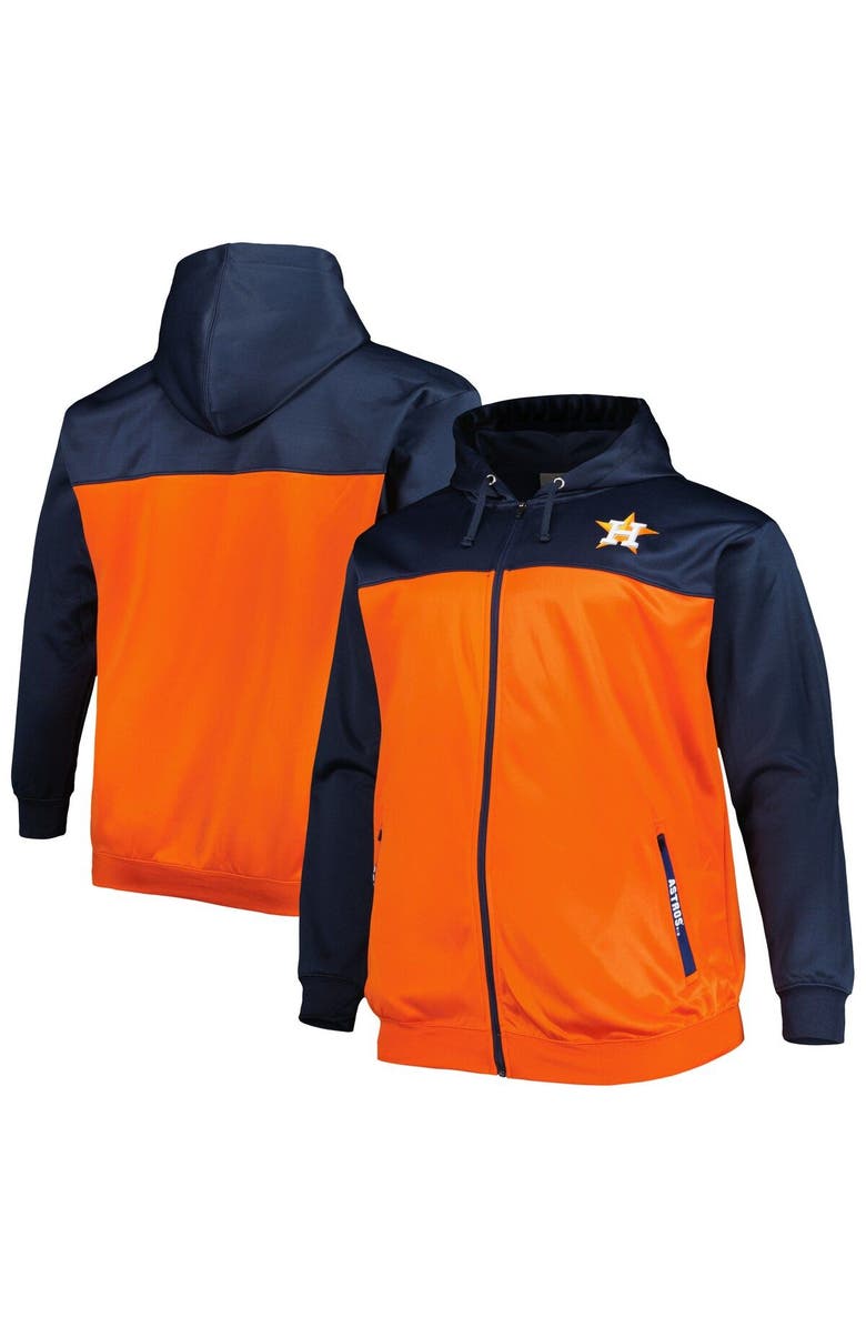 PROFILE Men's Navy/Orange Houston Astros Big & Tall Yoke Full-Zip Hoodie, Alternate, color, 
