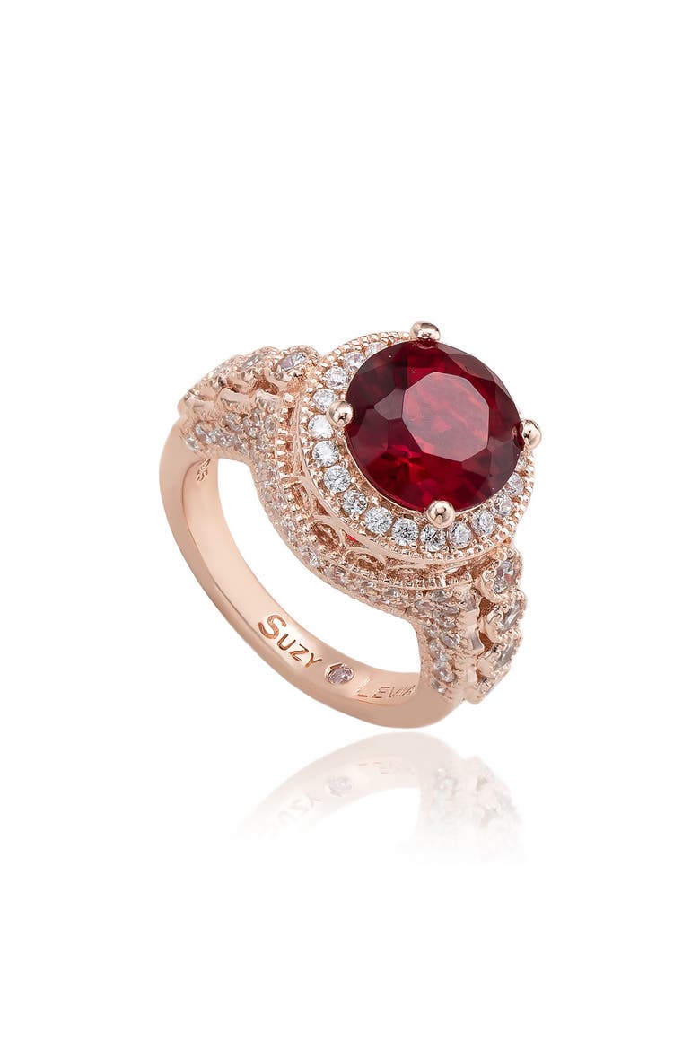 Cubic Zirconia Pavé Ring, Main, color, RED