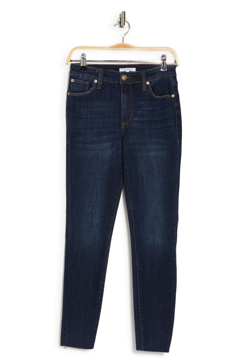 Ellie High Waist Raw Hem Skinny Jeans, Alternate, color, NORTH DENLEY DK