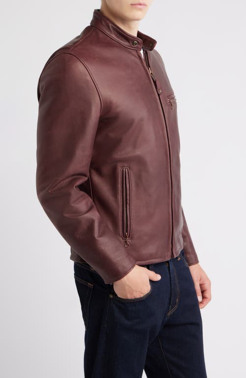 Schott Nyc Café Racer Oil Tanned Leather Moto Jacket In Burgundy