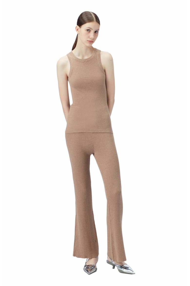 Ribbed Cotton Silk Cashmere Blend Tank Top, Alternate, color, timber wolf