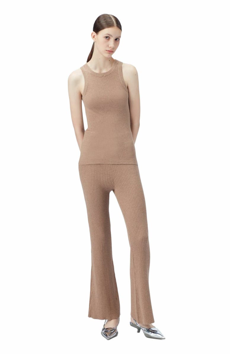 GOBI Mongolian Cashmere Ribbed Cotton Silk Cashmere Blend Tank Top, Alternate, color, Timber Wolf