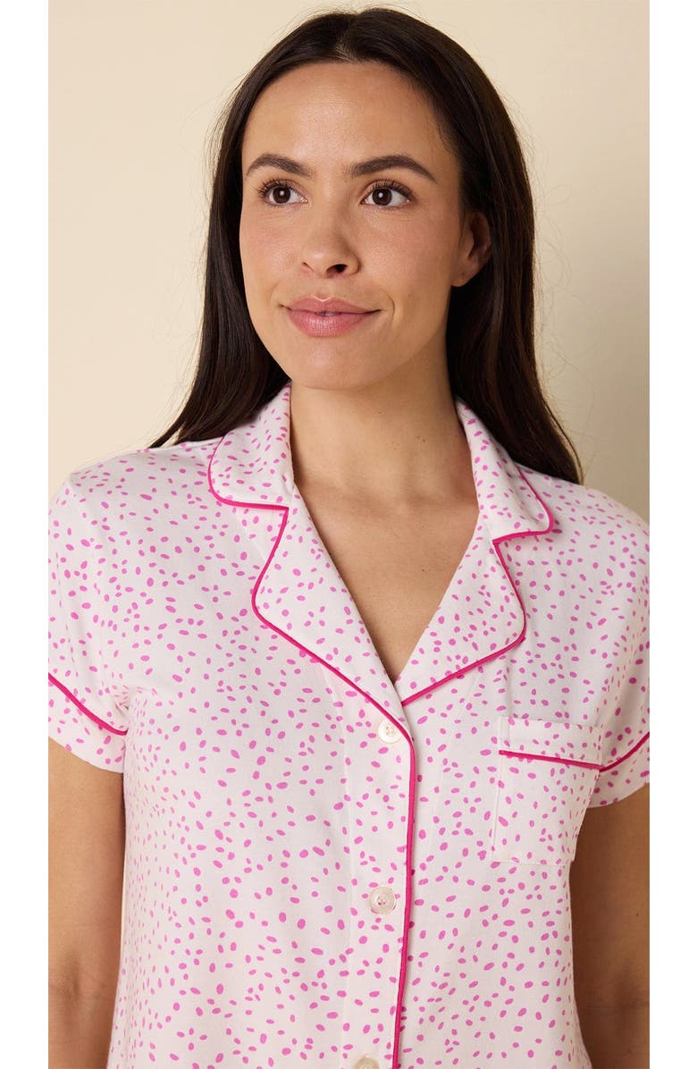 The Cat's Pajamas Pima Knit Cropped Pajama Set, Alternate, color, Confetti Dot Orchid