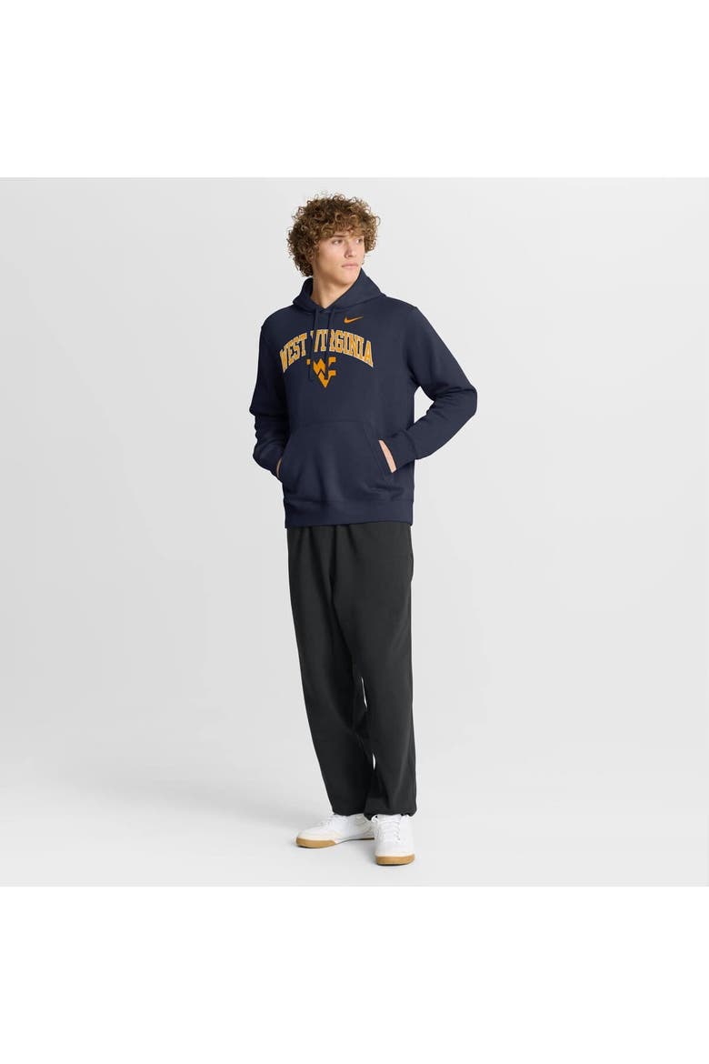 Men's Nike Navy West Virginia Mountaineers Club Fleece Arch Pullover Hoodie, Alternate, color, Navy