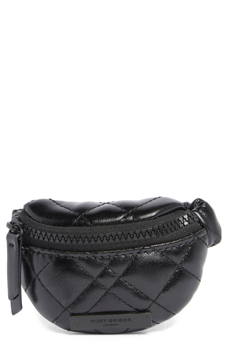 Kurt Geiger London Brixton Quilted Leather Wristlet, Main, color, Black