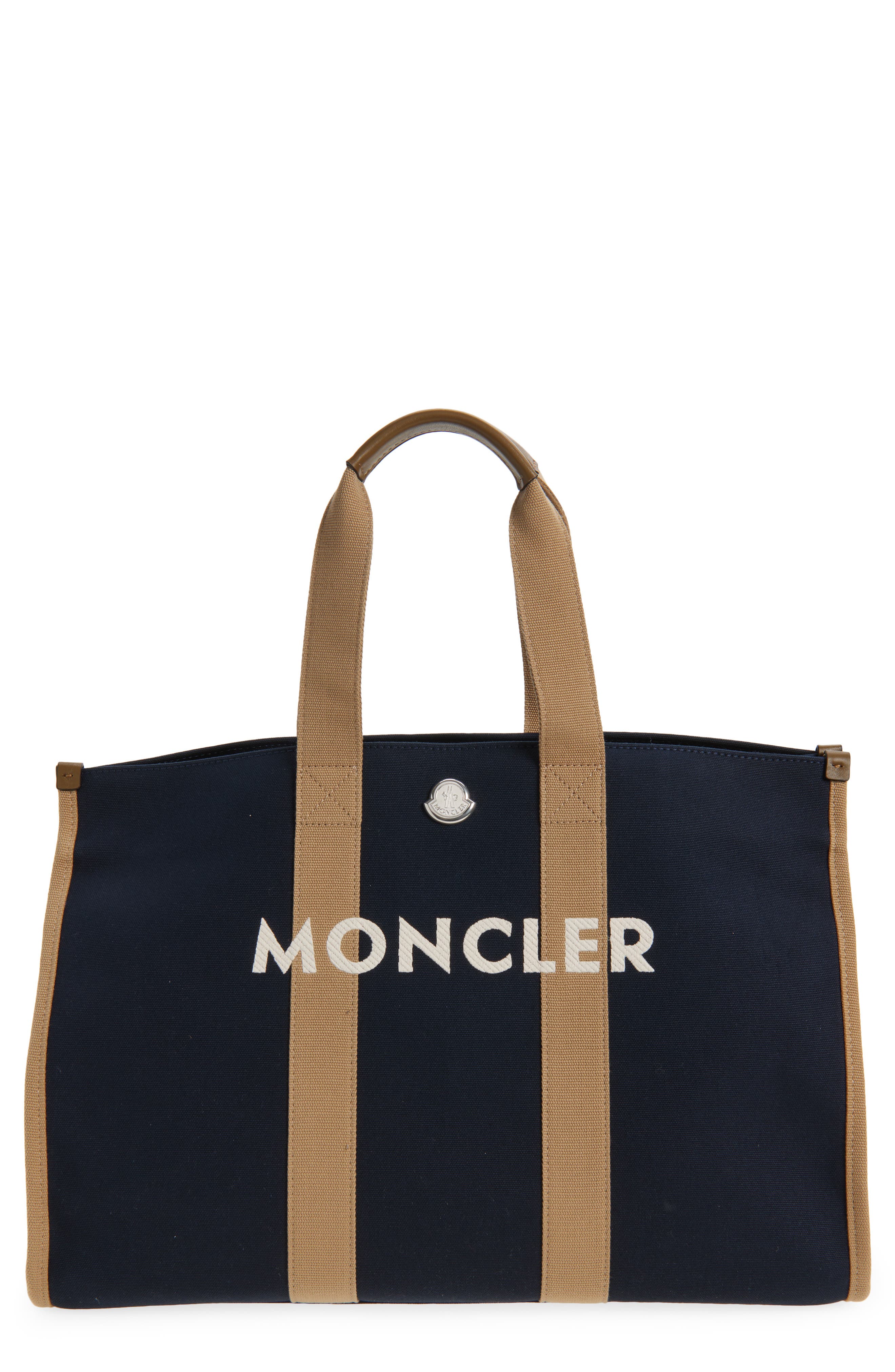 Moncler Canvas Tote, Main, color, Navy