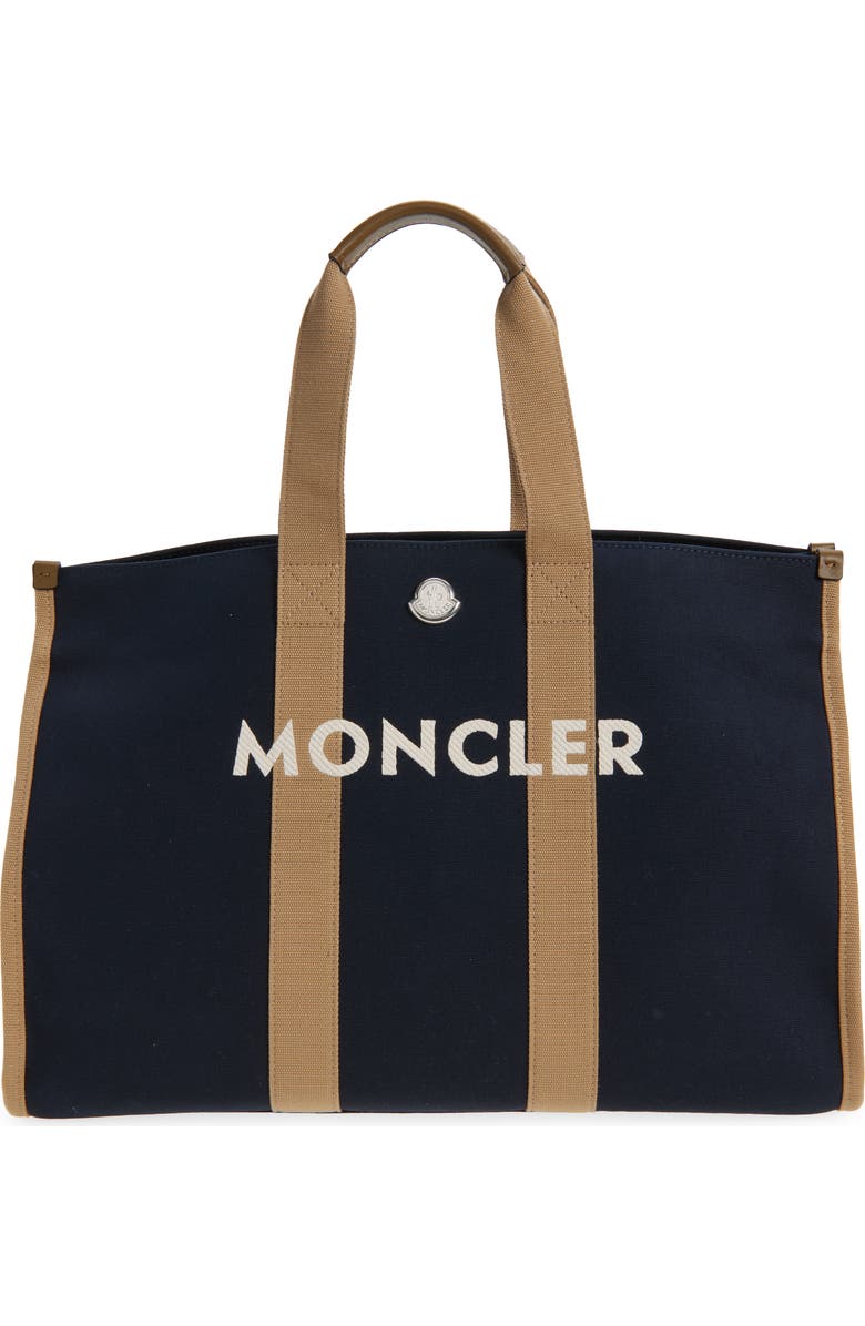 Moncler Canvas Tote, Main, color, Navy