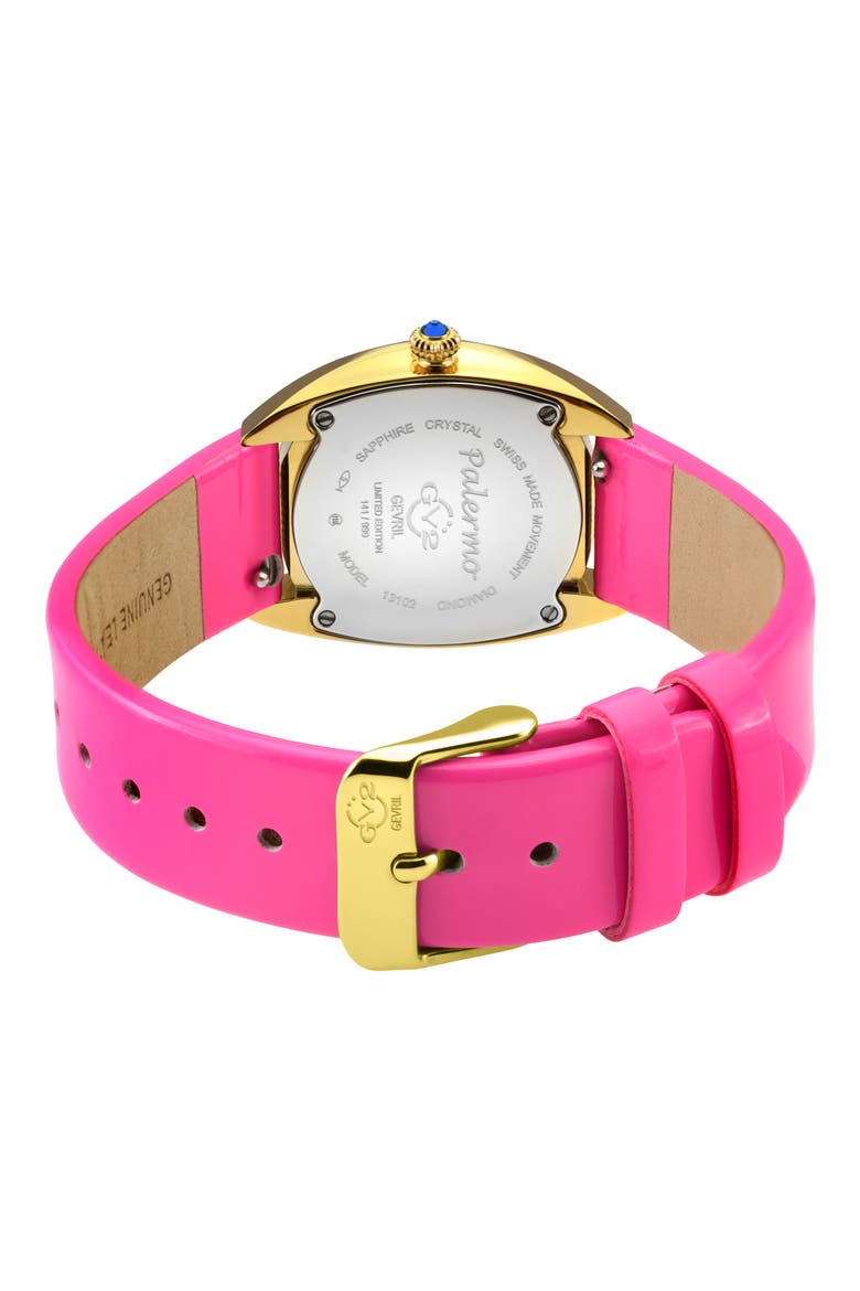 Palermo Diamond Leather Strap Watch, 35mm - 0.04ct., Alternate, color, PINK