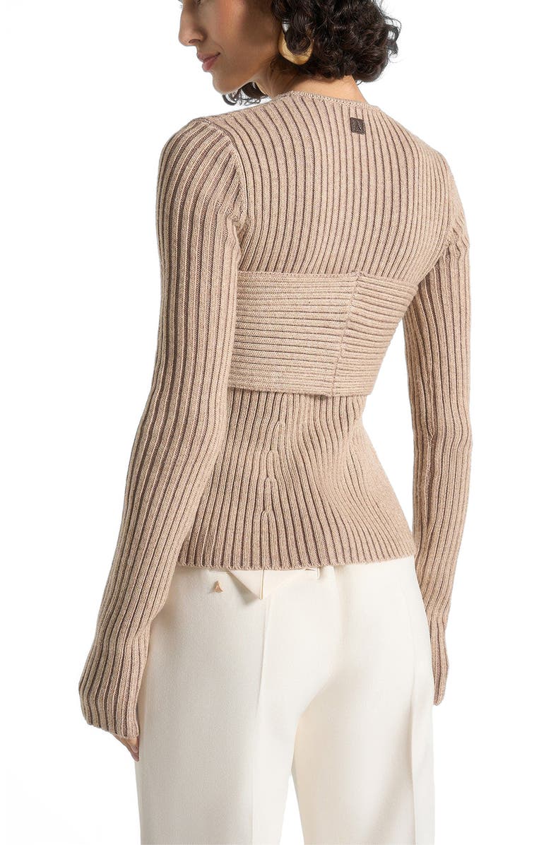 Manière De Voir Marisa 2-In-1 Knit Bandeau Cardigan, Alternate, color, Taupe