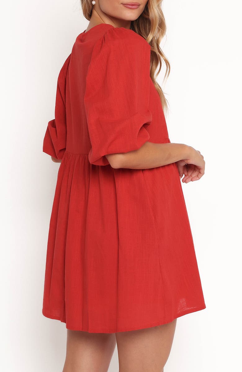 Petal & Pup Cinzia Puff Sleeve Minidress, Alternate, color, Red