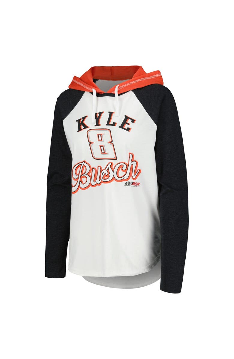 G-III 4HER BY CARL BANKS Women's G-III 4Her by Carl Banks White Kyle Busch MVP Raglan Hooded Long Sleeve T-Shirt, Alternate, color, White