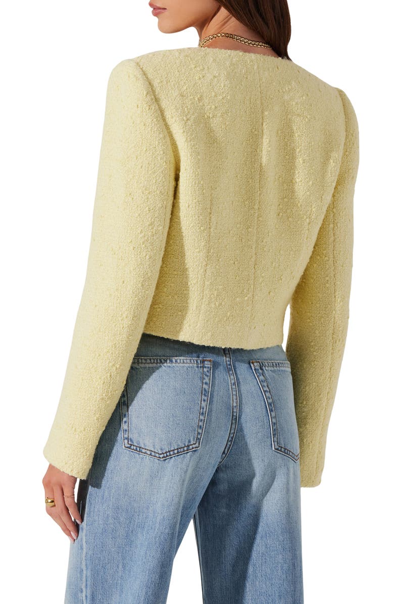 ASTR the Label Marleigh Crop Tweed Jacket, Alternate, color, Lemon