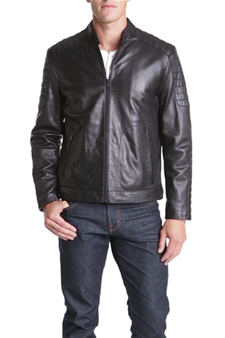 'Landon' Moto Jacket, Alternate, color, BLACK