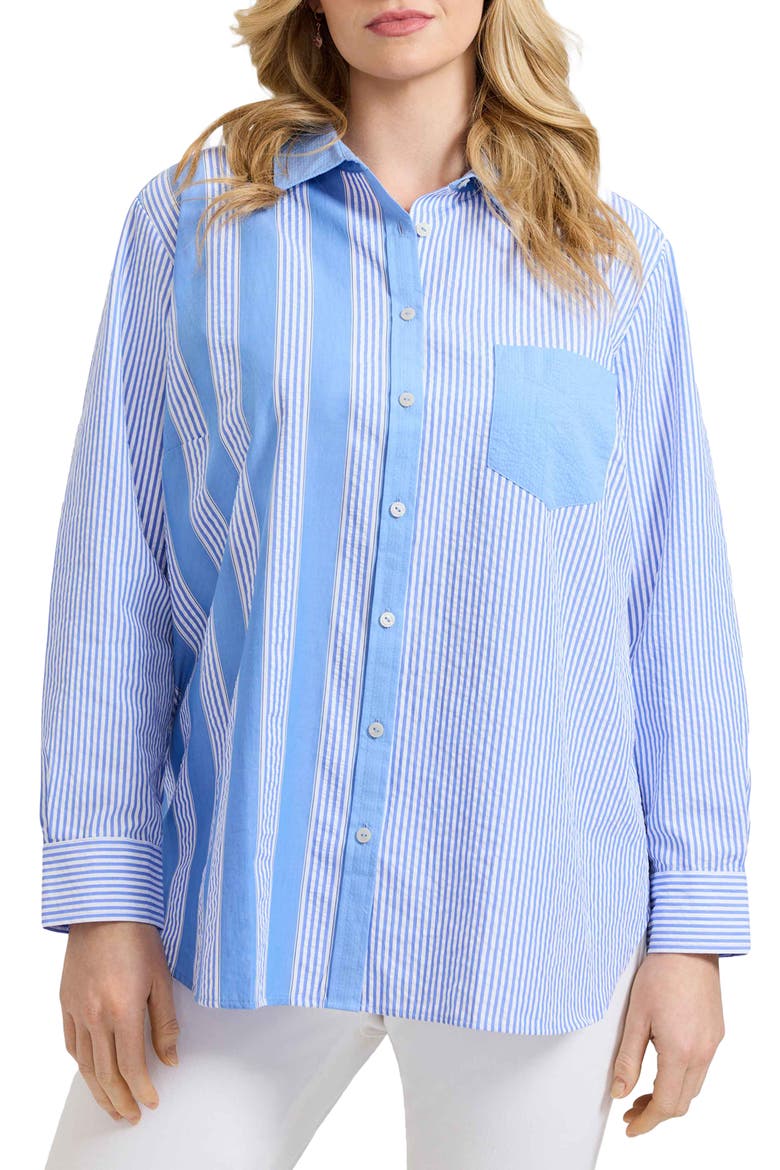Mix Stripe Button-Up Shirt, Main, color, BLUE MULTI